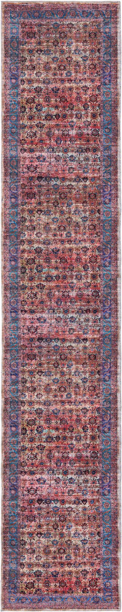 Washable Antique Pink 2' 7 x 13' 1 Maahru Runner Area Rug Easy to Clean Stain Resistant & Durable Polyester Chenille Carpet for Living, Dining, Bedrooms, Kitchen for Sale at Rug Engine