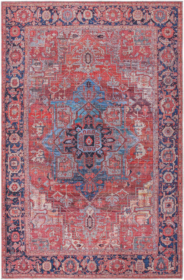 Washable Rust Red 6' 1 x 9' Maahru Rectangle Area Rug Easy to Clean Stain Resistant & Durable Polyester Chenille Carpet for Living, Dining, Bedrooms, Kitchen for Sale at Rug Engine