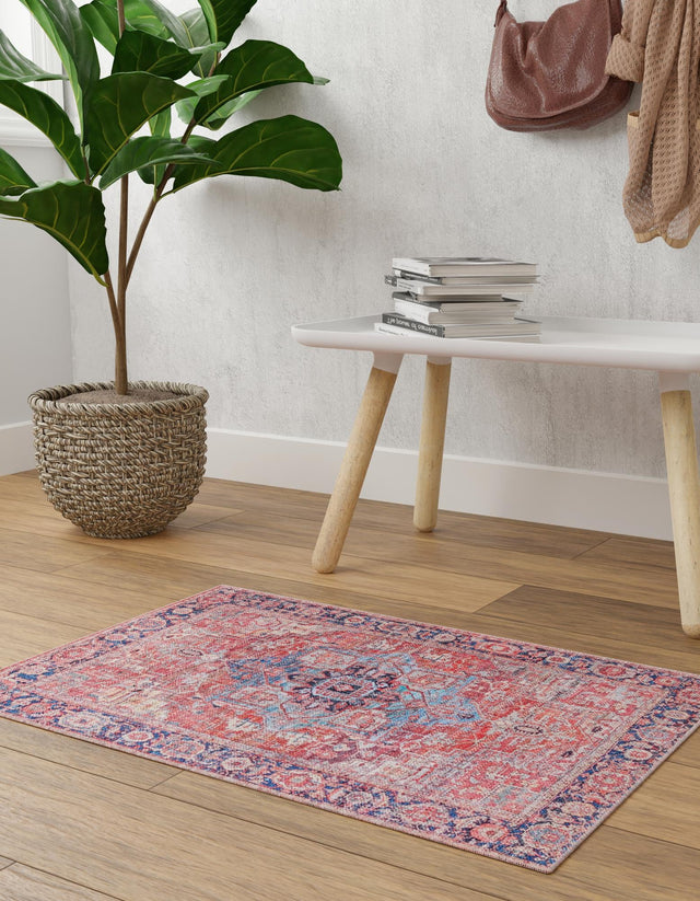 Washable Rust Red 6' 1 x 9' Maahru Rectangle Area Rug Easy to Clean Stain Resistant & Durable Polyester Chenille Carpet for Living, Dining, Bedrooms, Kitchen for Sale at Rug Engine