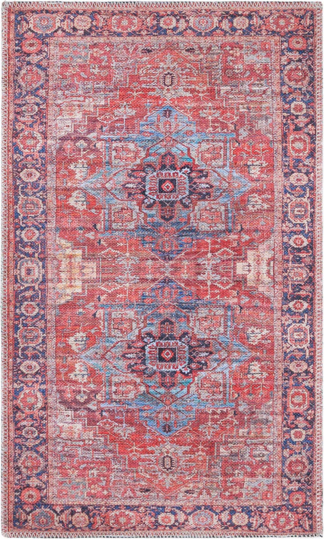 Washable Rust Red 2' x 3' 1 Maahru Rectangle Area Rug Easy to Clean Stain Resistant & Durable Polyester Chenille Carpet for Living, Dining, Bedrooms, Kitchen for Sale at Rug Engine
