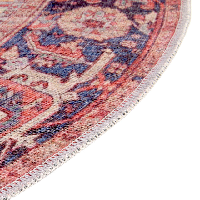 Washable Rust Red 5' 3 x 8' Maahru Oval Area Rug Easy to Clean Stain Resistant & Durable Polyester Chenille Carpet for Living, Dining, Bedrooms, Kitchen for Sale at Rug Engine
