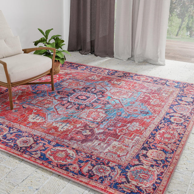 Washable Rust Red 3' 3 x 3' 3 Maahru Square Area Rug Easy to Clean Stain Resistant & Durable Polyester Chenille Carpet for Living, Dining, Bedrooms, Kitchen for Sale at Rug Engine