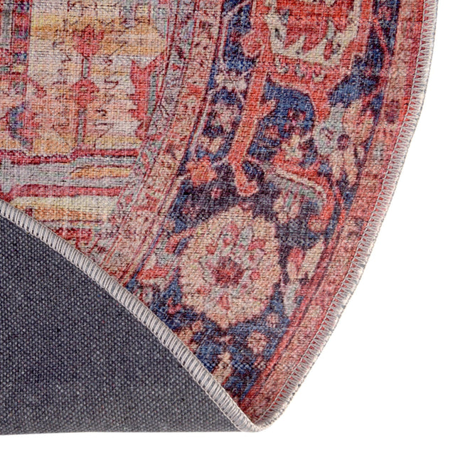 Washable Rust Red 10' 6 x 10' 6 Maahru Round Area Rug Easy to Clean Stain Resistant & Durable Polyester Chenille Carpet for Living, Dining, Bedrooms, Kitchen for Sale at Rug Engine