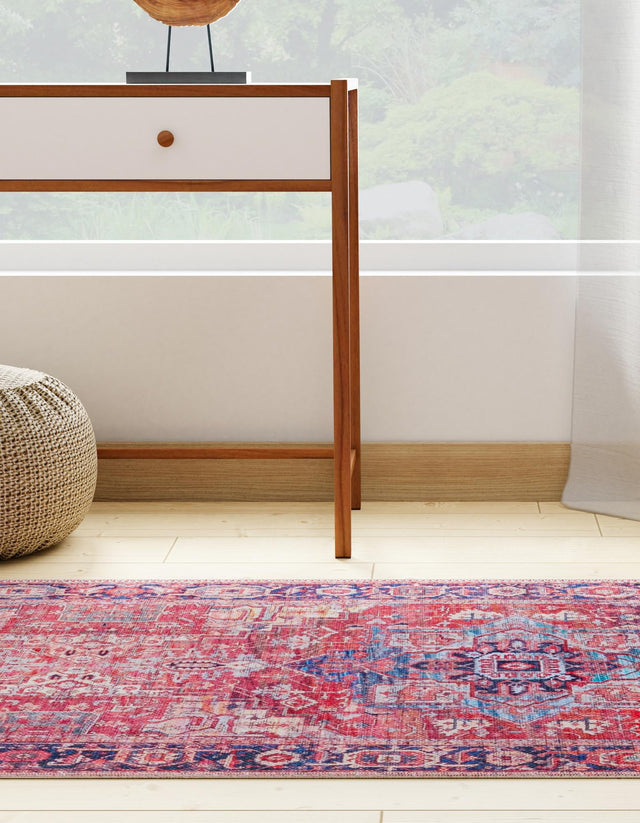 Washable Rust Red 2' x 4' 1 Maahru Runner Area Rug Easy to Clean Stain Resistant & Durable Polyester Chenille Carpet for Living, Dining, Bedrooms, Kitchen for Sale at Rug Engine