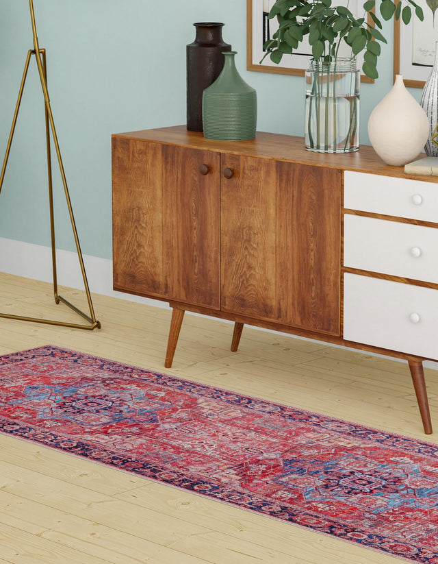 Washable Rust Red 2' x 10' Maahru Runner Area Rug Easy to Clean Stain Resistant & Durable Polyester Chenille Carpet for Living, Dining, Bedrooms, Kitchen for Sale at Rug Engine