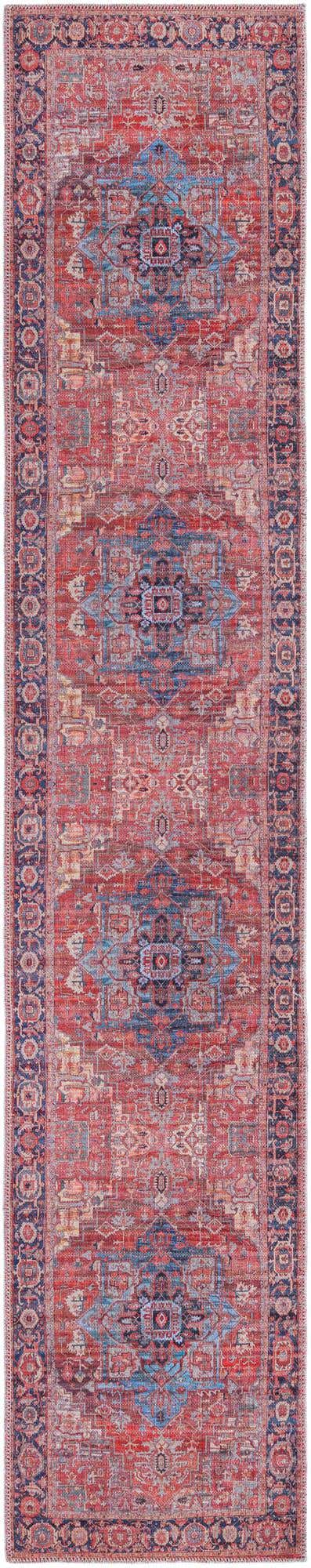Washable Rust Red 2' x 10' Maahru Runner Area Rug Easy to Clean Stain Resistant & Durable Polyester Chenille Carpet for Living, Dining, Bedrooms, Kitchen for Sale at Rug Engine