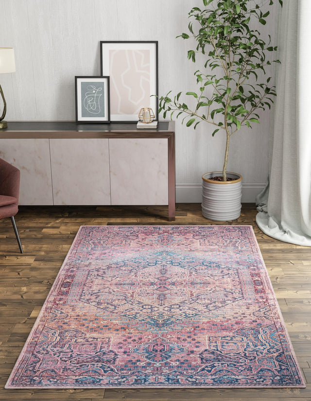 Washable Antique Rust Red 6' 1 x 9' Maahru Rectangle Area Rug Easy to Clean Stain Resistant & Durable Polyester Chenille Carpet for Living, Dining, Bedrooms, Kitchen for Sale at Rug Engine