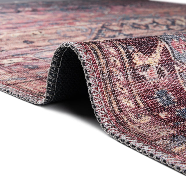 Washable Antique Rust Red 7' 3 x 10' Maahru Rectangle Area Rug Easy to Clean Stain Resistant & Durable Polyester Chenille Carpet for Living, Dining, Bedrooms, Kitchen for Sale at Rug Engine