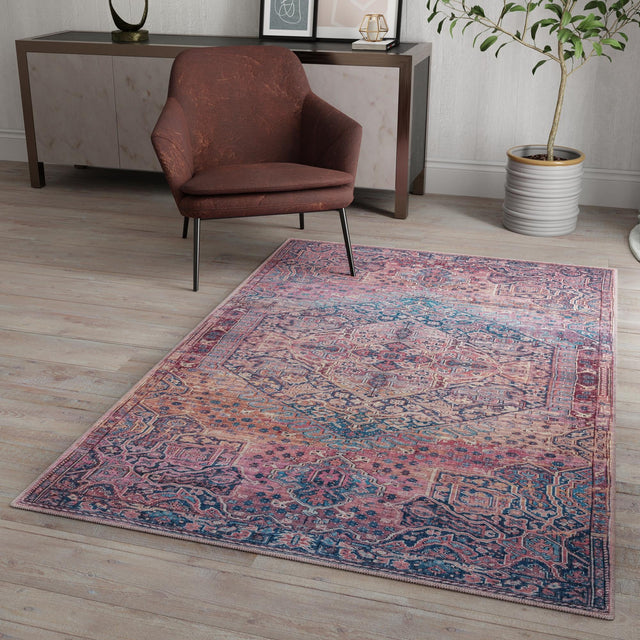 Washable Antique Rust Red 7' 10 x 10' Maahru Rectangle Area Rug Easy to Clean Stain Resistant & Durable Polyester Chenille Carpet for Living, Dining, Bedrooms, Kitchen for Sale at Rug Engine