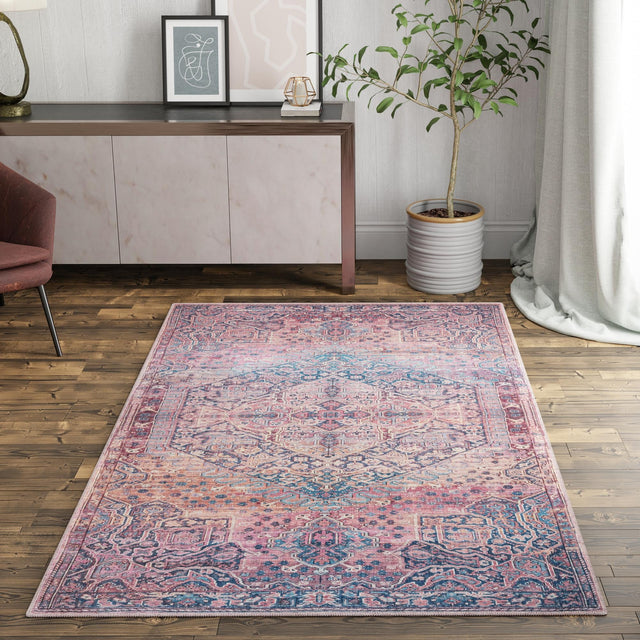 Washable Antique Rust Red 7' 10 x 10' Maahru Rectangle Area Rug Easy to Clean Stain Resistant & Durable Polyester Chenille Carpet for Living, Dining, Bedrooms, Kitchen for Sale at Rug Engine