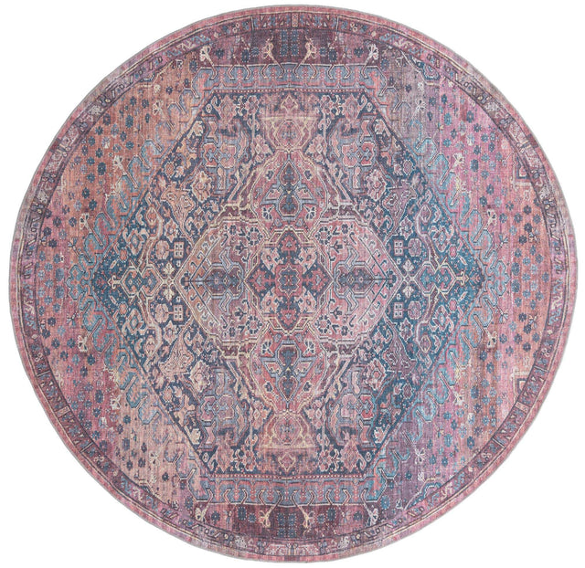 Washable Antique Rust Red 10' 6 x 10' 6 Maahru Round Area Rug Easy to Clean Stain Resistant & Durable Polyester Chenille Carpet for Living, Dining, Bedrooms, Kitchen for Sale at Rug Engine