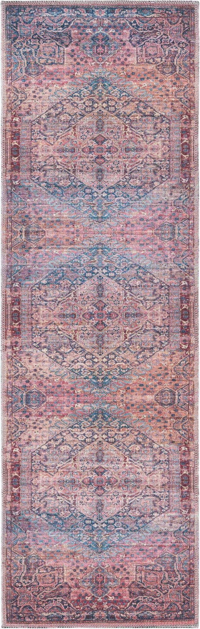 Washable Antique Rust Red 2' x 6' 1 Maahru Runner Area Rug Easy to Clean Stain Resistant & Durable Polyester Chenille Carpet for Living, Dining, Bedrooms, Kitchen for Sale at Rug Engine
