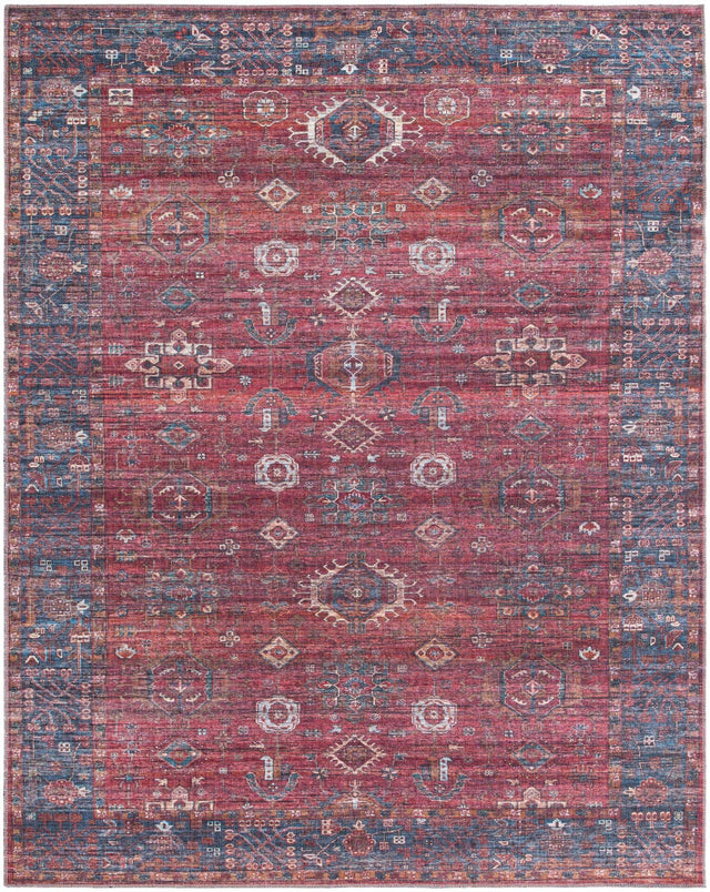 Washable Antique Red 7' 10 x 10' Maahru Rectangle Area Rug Easy to Clean Stain Resistant & Durable Polyester Chenille Carpet for Living, Dining, Bedrooms, Kitchen for Sale at Rug Engine