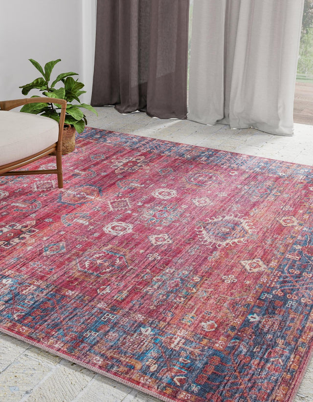 Washable Antique Red 10' 6 x 10' 6 Maahru Square Area Rug Easy to Clean Stain Resistant & Durable Polyester Chenille Carpet for Living, Dining, Bedrooms, Kitchen for Sale at Rug Engine