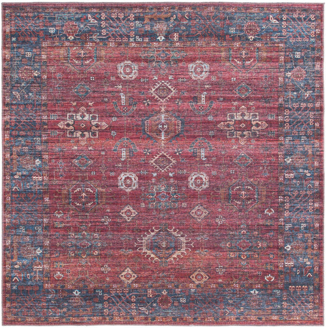 Washable Antique Red 7' 10 x 7' 10 Maahru Square Area Rug Easy to Clean Stain Resistant & Durable Polyester Chenille Carpet for Living, Dining, Bedrooms, Kitchen for Sale at Rug Engine