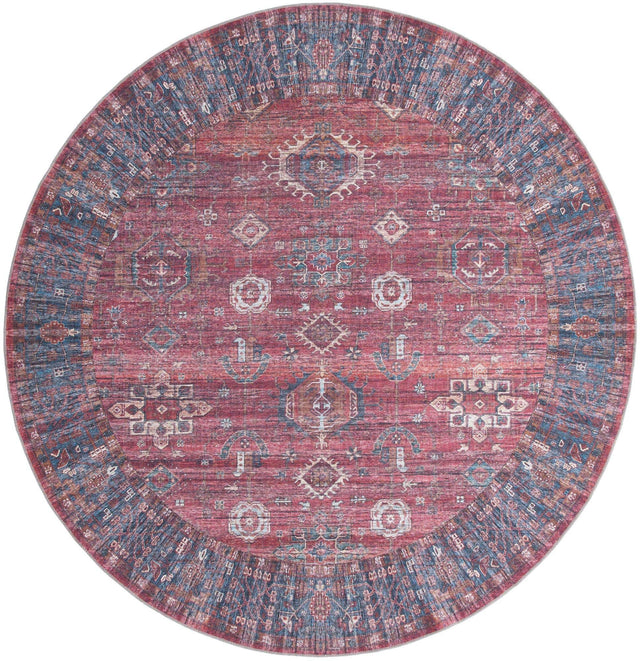 Washable Antique Red 10' 6 x 10' 6 Maahru Round Area Rug Easy to Clean Stain Resistant & Durable Polyester Chenille Carpet for Living, Dining, Bedrooms, Kitchen for Sale at Rug Engine
