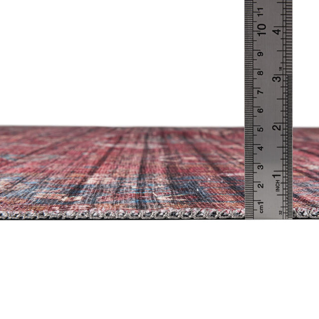 Washable Antique Red 2' x 10' Maahru Runner Area Rug Easy to Clean Stain Resistant & Durable Polyester Chenille Carpet for Living, Dining, Bedrooms, Kitchen for Sale at Rug Engine