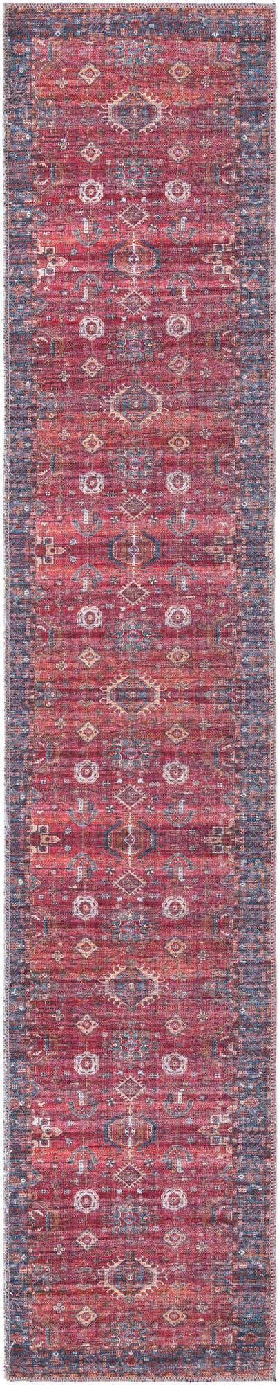Washable Antique Red 2' x 10' Maahru Runner Area Rug Easy to Clean Stain Resistant & Durable Polyester Chenille Carpet for Living, Dining, Bedrooms, Kitchen for Sale at Rug Engine