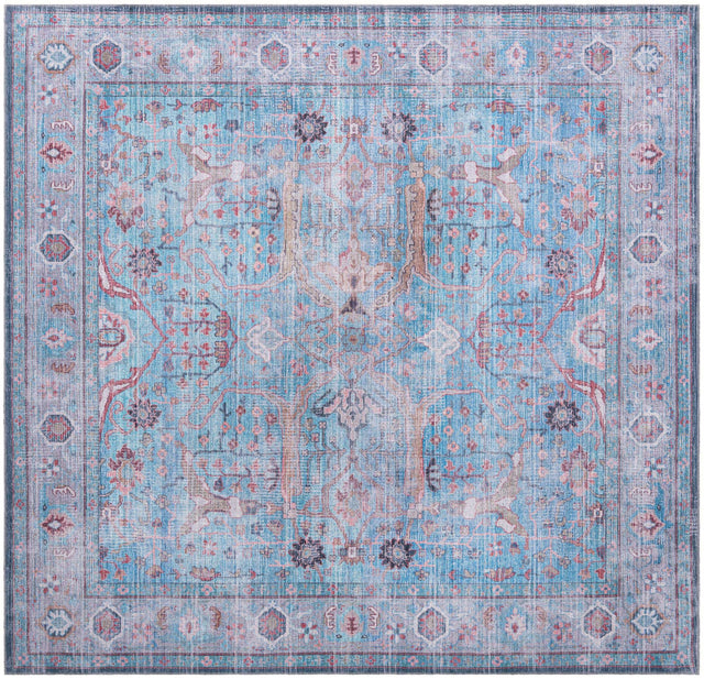 Washable Blue 10' 6 x 10' 6 Maahru Square Area Rug Easy to Clean Stain Resistant & Durable Polyester Chenille Carpet for Living, Dining, Bedrooms, Kitchen for Sale at Rug Engine