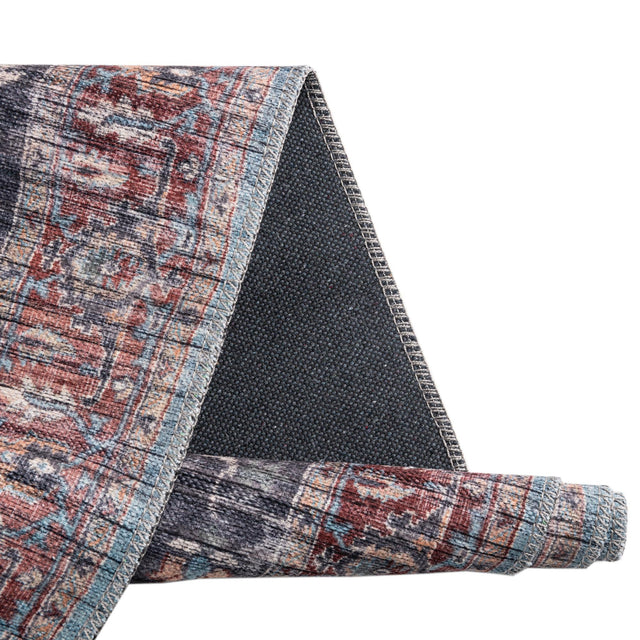 Washable Blue 2' x 4' 1 Maahru Runner Area Rug Easy to Clean Stain Resistant & Durable Polyester Chenille Carpet for Living, Dining, Bedrooms, Kitchen for Sale at Rug Engine