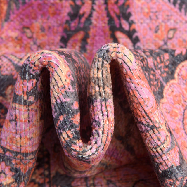 Washable Pink 9' 2 x 12' Mangata Rectangle Area Rug Easy to Clean Stain Resistant & Durable Chenille Traditional Vintage Distressed Carpet for Sale at Rug Engine