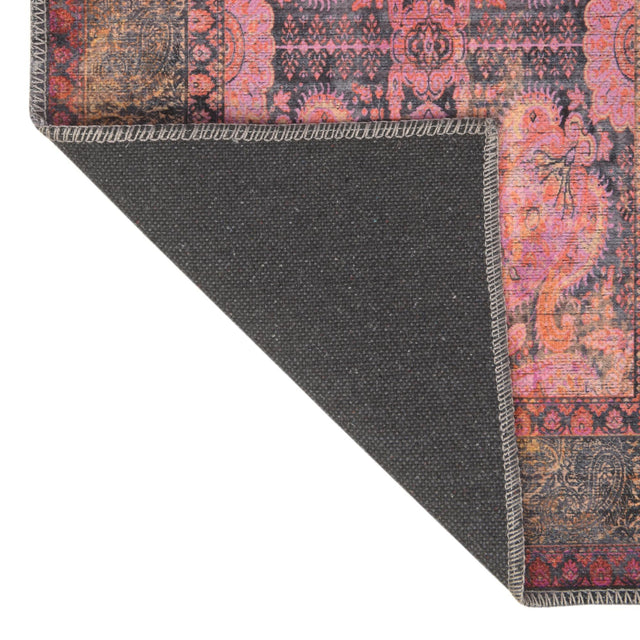 Washable Pink 9' 2 x 12' Mangata Rectangle Area Rug Easy to Clean Stain Resistant & Durable Chenille Traditional Vintage Distressed Carpet for Sale at Rug Engine