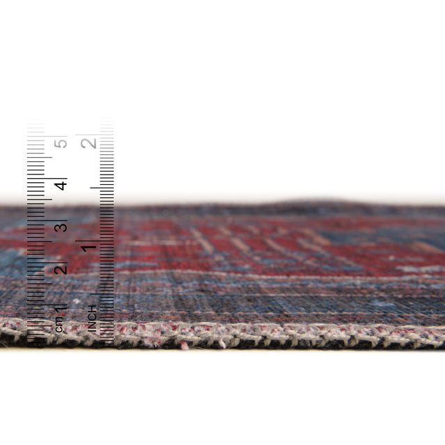 Washable Red and Blue 2' x 5' Mangata Runner Area Rug Easy to Clean Stain Resistant & Durable Chenille Traditional Vintage Distressed Carpet for Sale at Rug Engine