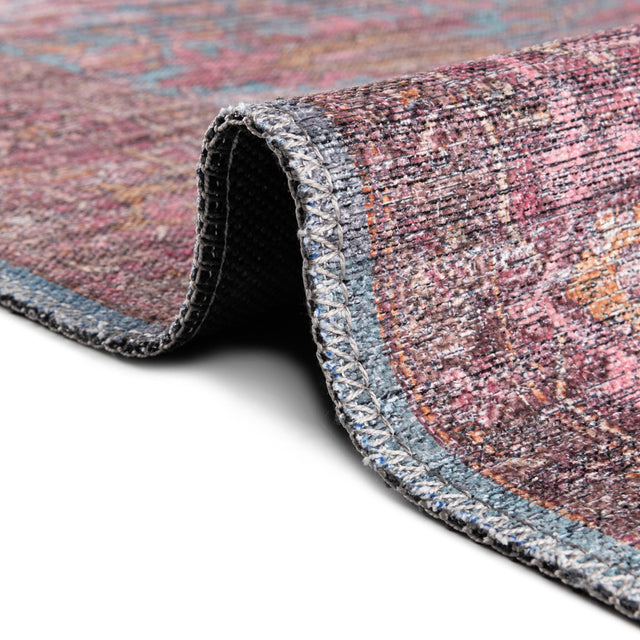 Washable Antique Blue 5' 3 x 5' 3 Mangata Square Area Rug Easy to Clean Stain Resistant & Durable Chenille Traditional Vintage Distressed Carpet for Sale at Rug Engine