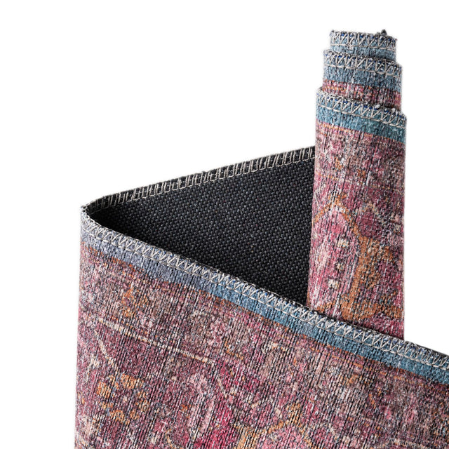 Washable Antique Blue 5' 3 x 5' 3 Mangata Square Area Rug Easy to Clean Stain Resistant & Durable Chenille Traditional Vintage Distressed Carpet for Sale at Rug Engine