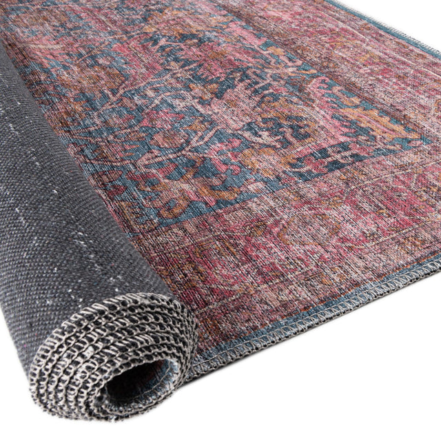 Washable Antique Blue 5' 3 x 5' 3 Mangata Square Area Rug Easy to Clean Stain Resistant & Durable Chenille Traditional Vintage Distressed Carpet for Sale at Rug Engine