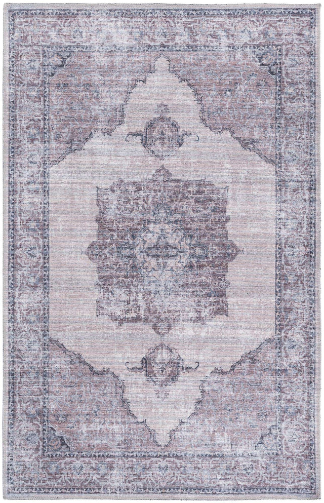 Washable Ivory and Gray 3' 11 x 6' Mangata Rectangle Area Rug Easy to Clean Stain Resistant & Durable Chenille Traditional Vintage Distressed Carpet for Sale at Rug Engine