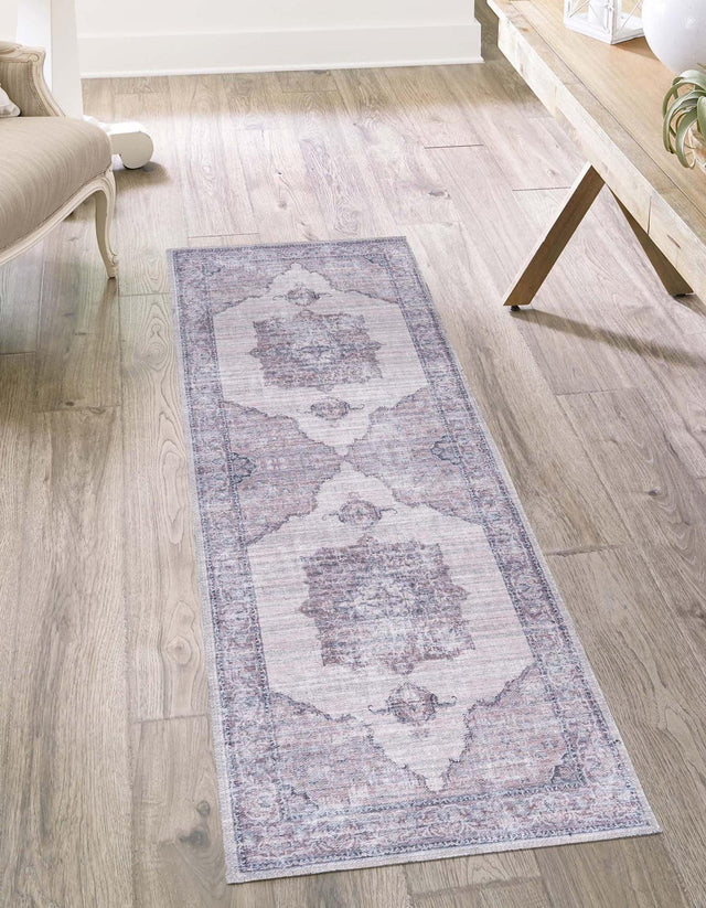 Washable Ivory and Gray 2' x 7' 10 Mangata Runner Area Rug Easy to Clean Stain Resistant & Durable Chenille Traditional Vintage Distressed Carpet for Sale at Rug Engine