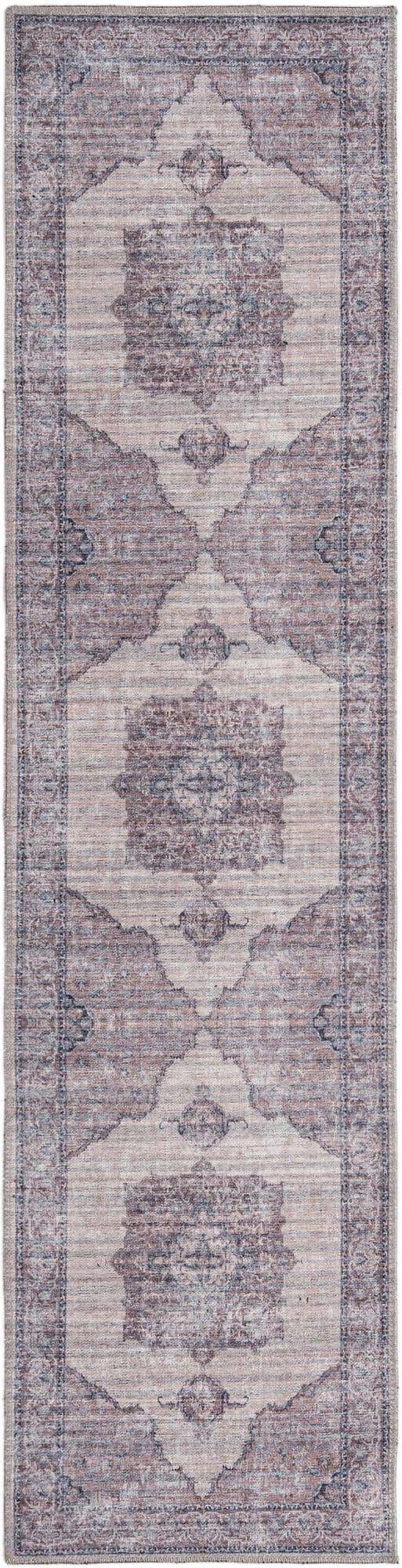 Washable Ivory and Gray 2' x 7' 10 Mangata Runner Area Rug Easy to Clean Stain Resistant & Durable Chenille Traditional Vintage Distressed Carpet for Sale at Rug Engine