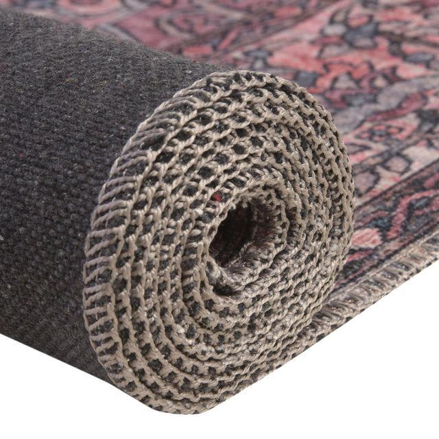 Washable Beige and pink 3' 11 x 6' Mangata Rectangle Area Rug Easy to Clean Stain Resistant & Durable Chenille Traditional Vintage Distressed Carpet for Sale at Rug Engine