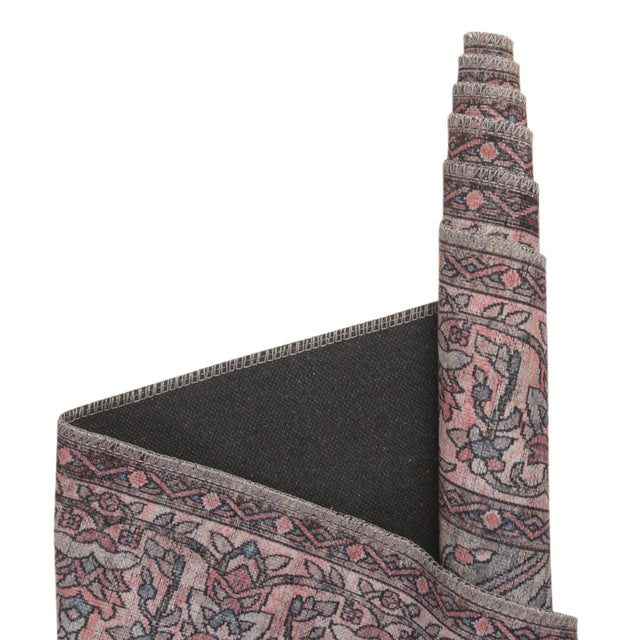 Washable Beige and pink 7' 10 x 7' 10 Mangata Square Area Rug Easy to Clean Stain Resistant & Durable Chenille Traditional Vintage Distressed Carpet for Sale at Rug Engine