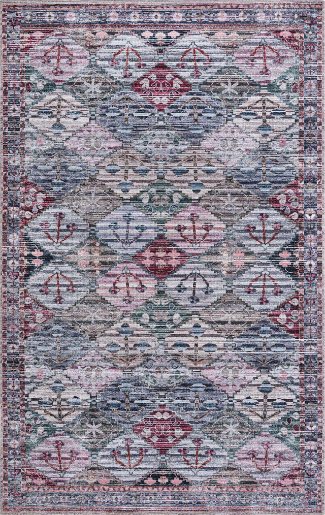 Washable Multicolor 5' 3 x 8' Mangata Rectangle Area Rug Easy to Clean Stain Resistant & Durable Chenille Traditional Vintage Distressed Carpet for Sale at Rug Engine