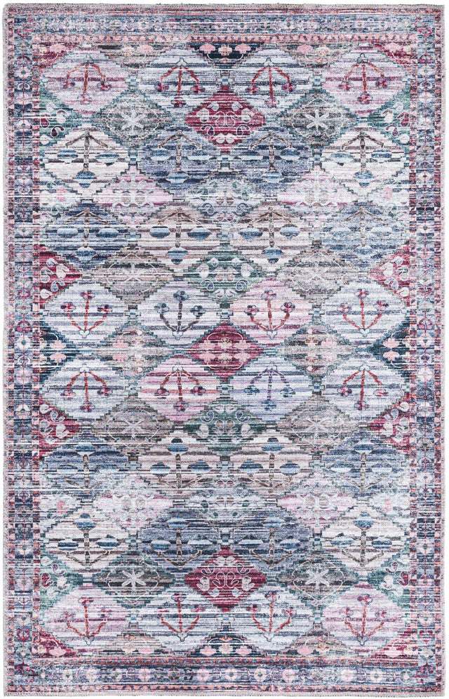 Washable Multicolor 3' 11 x 6' Mangata Rectangle Area Rug Easy to Clean Stain Resistant & Durable Chenille Traditional Vintage Distressed Carpet for Sale at Rug Engine