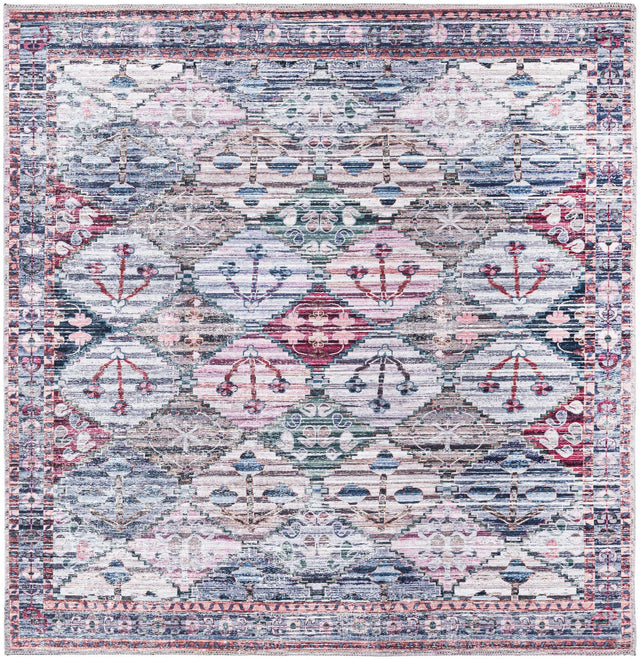Washable Multicolor 5' 3 x 5' 3 Mangata Square Area Rug Easy to Clean Stain Resistant & Durable Chenille Traditional Vintage Distressed Carpet for Sale at Rug Engine