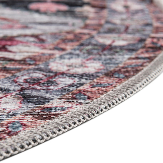 Washable Multicolor 5' 3 x 5' 3 Mangata Round Area Rug Easy to Clean Stain Resistant & Durable Chenille Traditional Vintage Distressed Carpet for Sale at Rug Engine