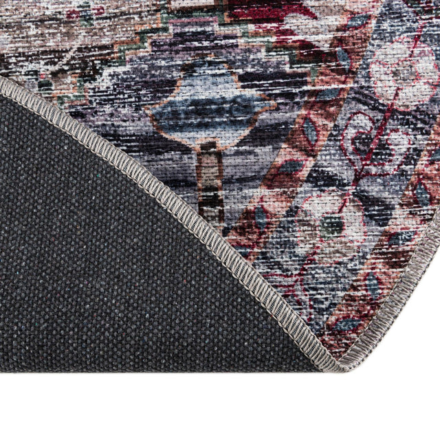 Washable Multicolor 3' 11 x 3' 11 Mangata Round Area Rug Easy to Clean Stain Resistant & Durable Chenille Traditional Vintage Distressed Carpet for Sale at Rug Engine