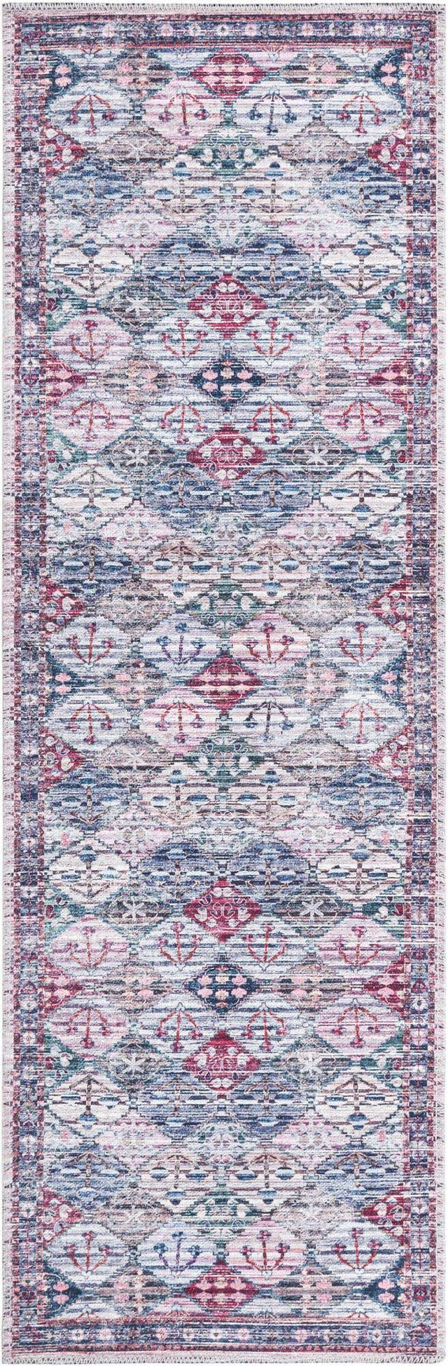 Washable Multicolor 2' x 6' Mangata Runner Area Rug Easy to Clean Stain Resistant & Durable Chenille Traditional Vintage Distressed Carpet for Sale at Rug Engine