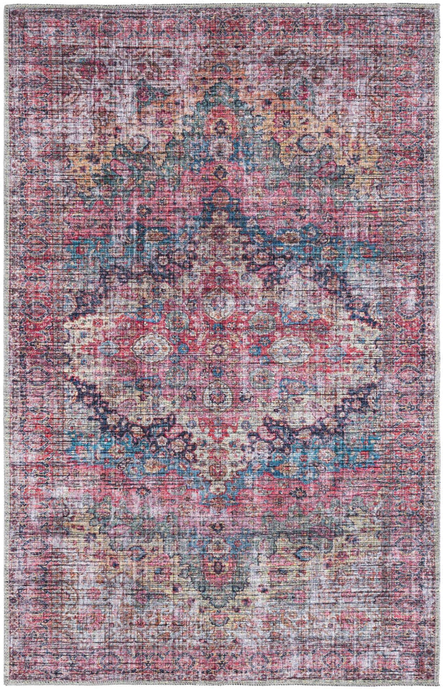 Washable Multicolor 4' x 6' Mangata Washable Rectangle Area Rug Easy to Clean Stain Resistant & Durable Chenille Traditional Vintage Distressed Carpet for Sale at Rug Engine