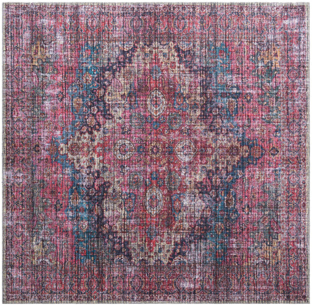 Washable Multicolor 7' 10 x 7' 10 Mangata Square Area Rug Easy to Clean Stain Resistant & Durable Chenille Traditional Vintage Distressed Carpet for Sale at Rug Engine