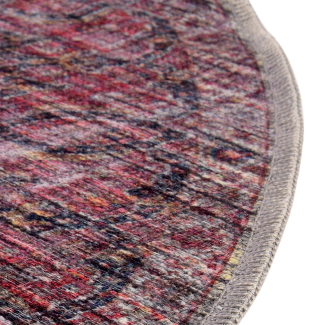 Washable Multicolor 7' 3 x 7' 3 Mangata Round Area Rug Easy to Clean Stain Resistant & Durable Chenille Traditional Vintage Distressed Carpet for Sale at Rug Engine