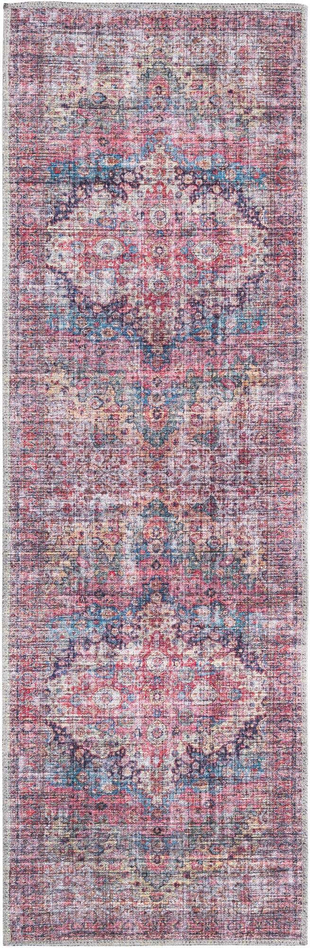Washable Multicolor 2' x 6' Mangata Washable Runner Area Rug Easy to Clean Stain Resistant & Durable Chenille Traditional Vintage Distressed Carpet for Sale at Rug Engine