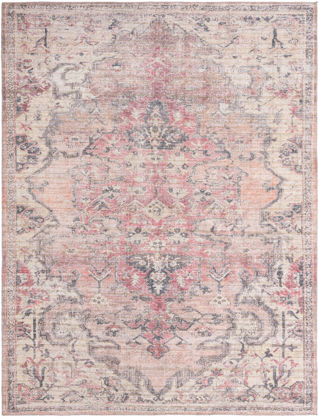 Washable Beige pink 9' 2 x 12' Nostalgia Rectangle Area Rug Easy to Clean Stain Resistant & Durable Polyester Chenille Vintage Distressed Carpet for Sale at Rug Engine
