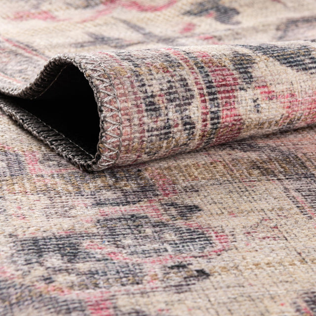 Washable Beige pink 2' x 3' 1 Nostalgia Rectangle Area Rug Easy to Clean Stain Resistant & Durable Polyester Chenille Vintage Distressed Carpet for Sale at Rug Engine