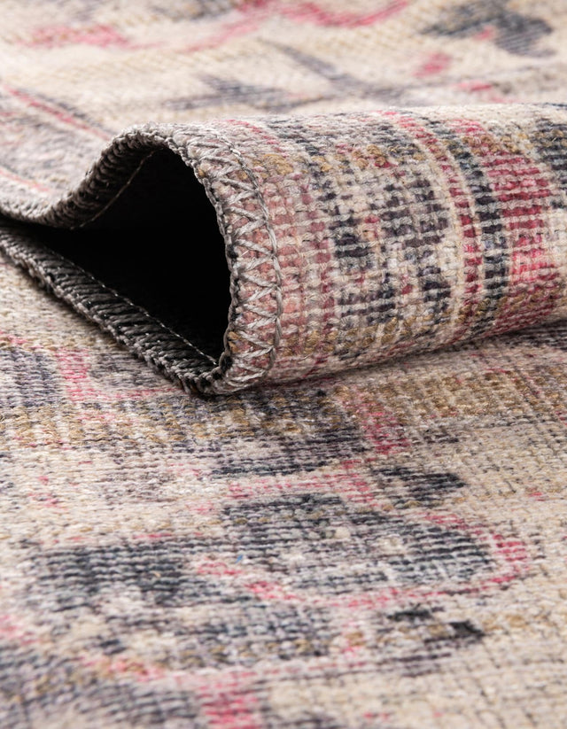 Washable Beige pink 5' 3 x 8' Nostalgia Oval Area Rug Easy to Clean Stain Resistant & Durable Polyester Chenille Vintage Distressed Carpet for Sale at Rug Engine