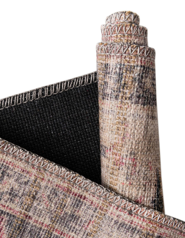 Washable Beige pink 7' 10 x 10' Nostalgia Oval Area Rug Easy to Clean Stain Resistant & Durable Polyester Chenille Vintage Distressed Carpet for Sale at Rug Engine