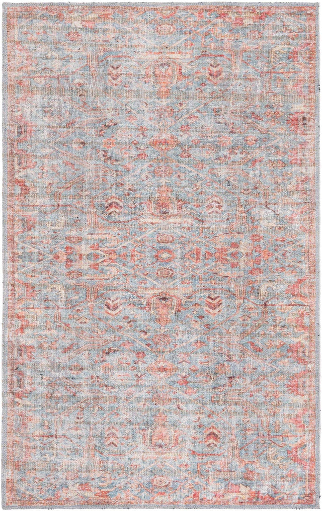 Washable Antique Blue 3' 3 x 5' 3 Nostalgia Rectangle Area Rug Easy to Clean Stain Resistant & Durable Polyester Chenille Vintage Distressed Carpet for Sale at Rug Engine